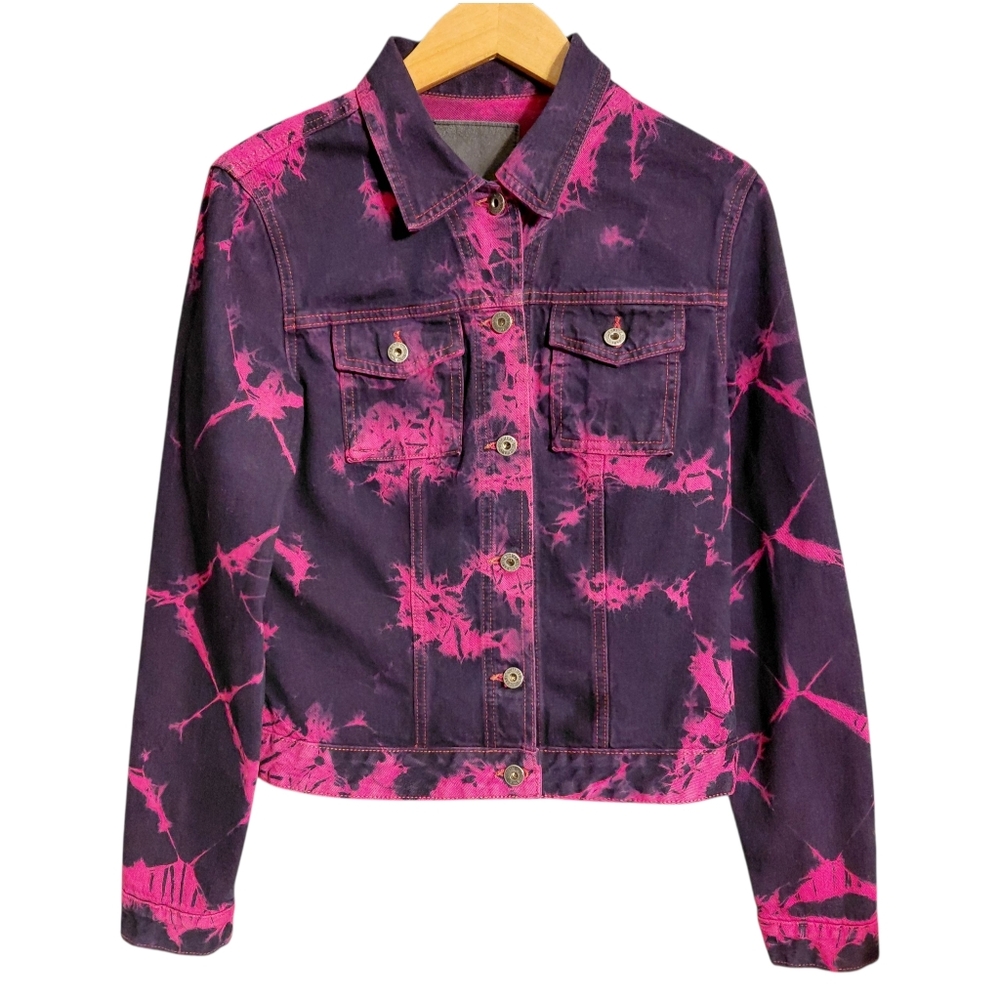 Guess Juniors Y2K Tie Dye Washed Jean Jacket